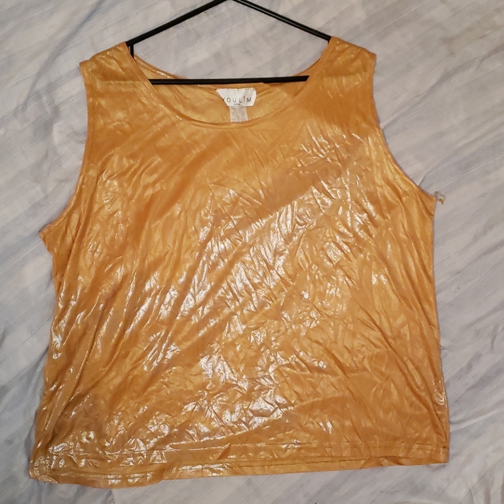 Gold Sparkling Tank Top Blouse